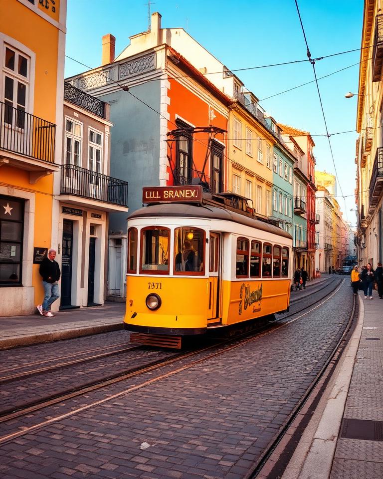 Elétrico amarelo em Lisboa, Portugal